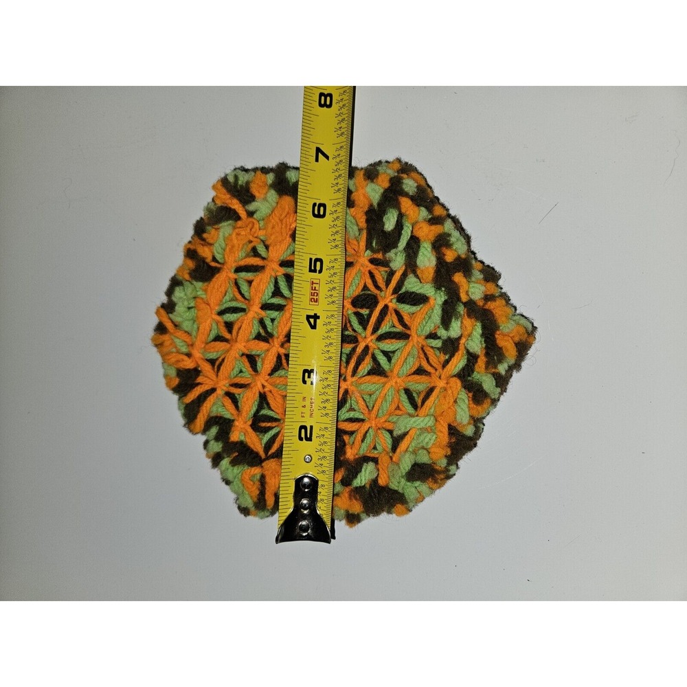 Vintage Crocheted Handmade Hot Pads Set Of 2 Orange Brown Green Yellow - Picture 2 of 2
